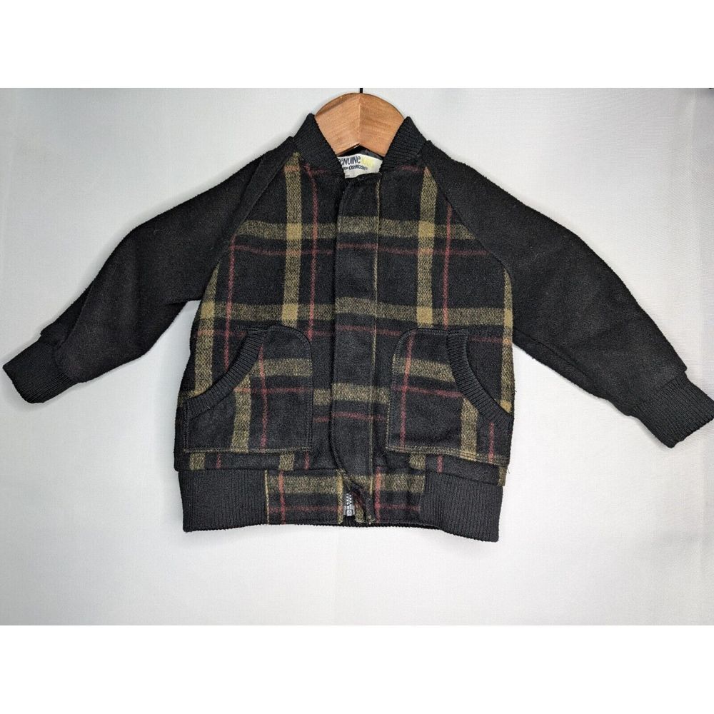Oshkosh Genuine‎ Kids Jacket Toddler Size 18M Black Plaid Unisex Boys Girls Wool